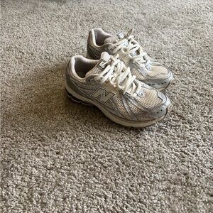 New Balance Cream and Gray Running Shoes